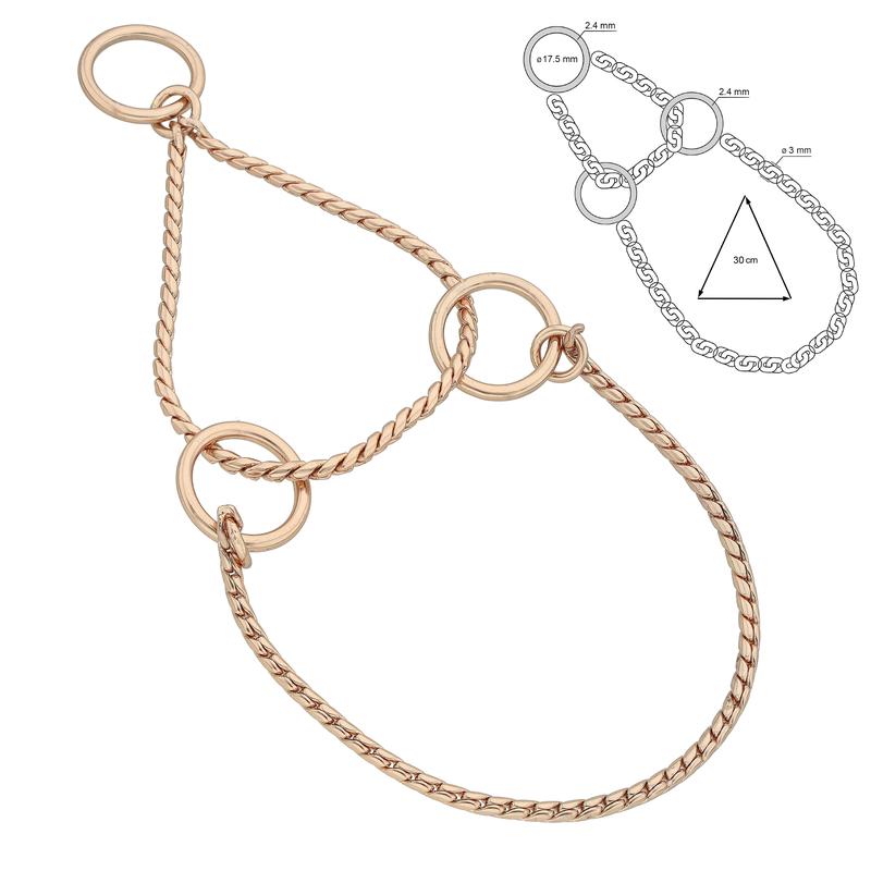 Halvstryp snakelänk Rosé guld 3 mm